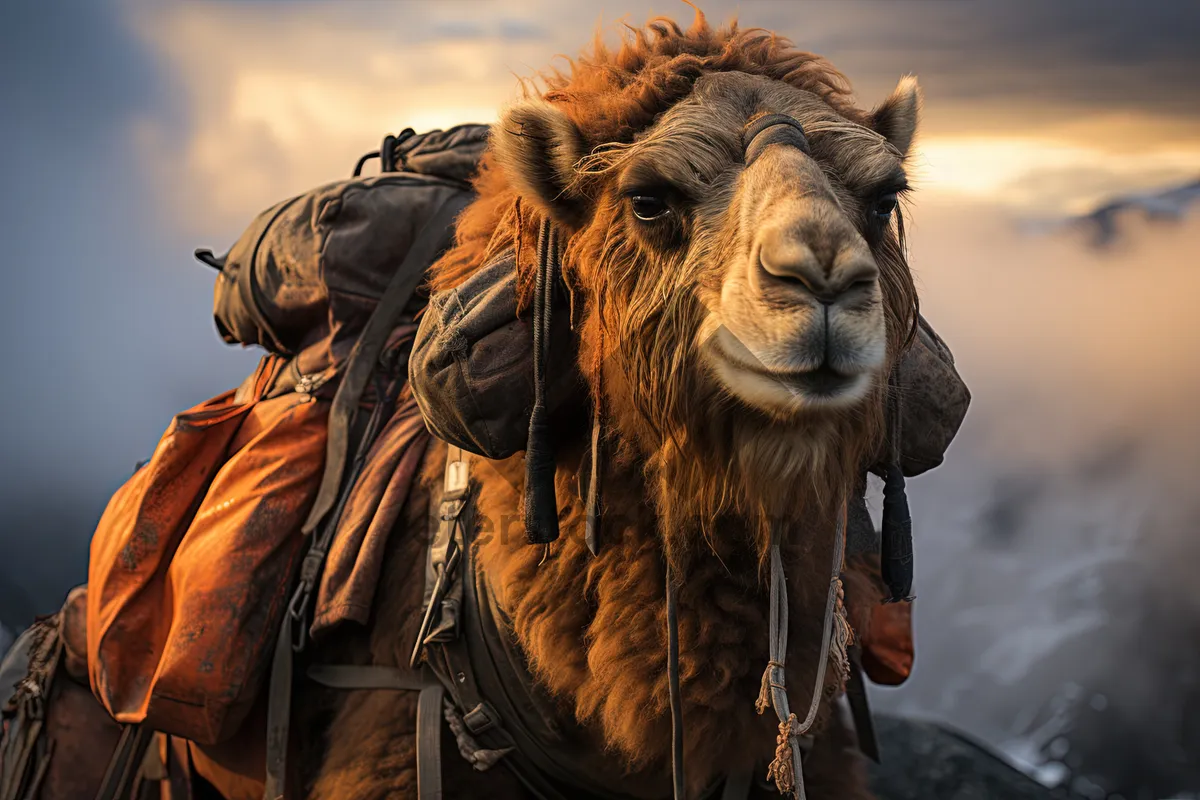 Picture of Desert Camel in Rural Farm Pasture GrazingAnimationFrame