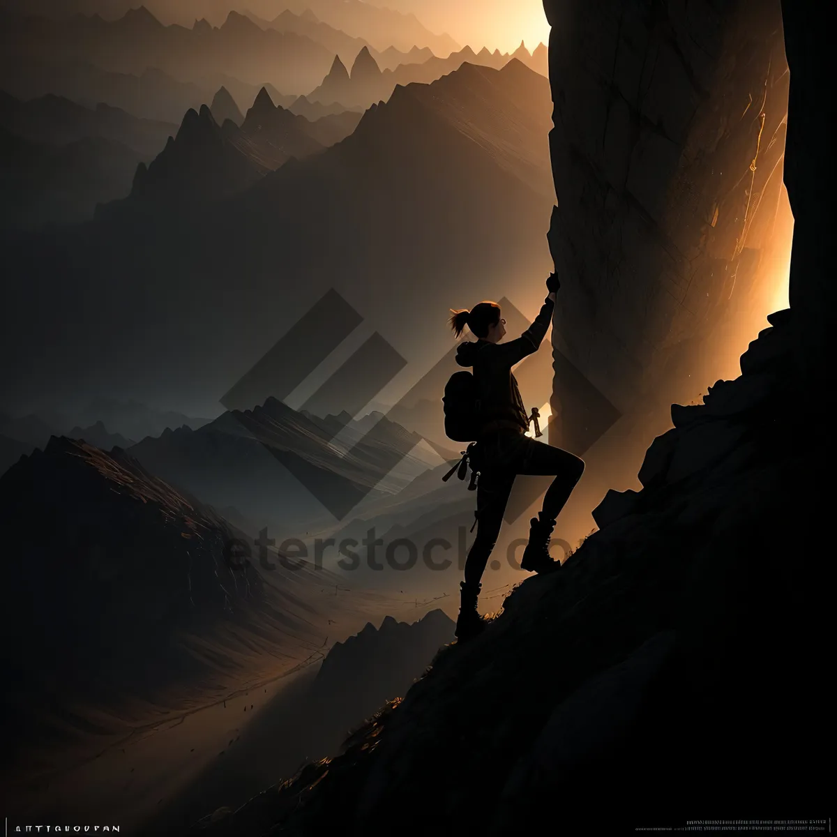 Picture of Sunset Climb: Conquering Majestic Mountain Heights