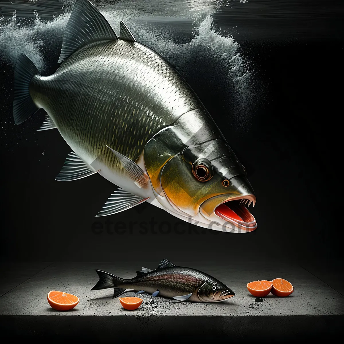 Picture of Colorful Goldfish Swimming in Aquarium Water