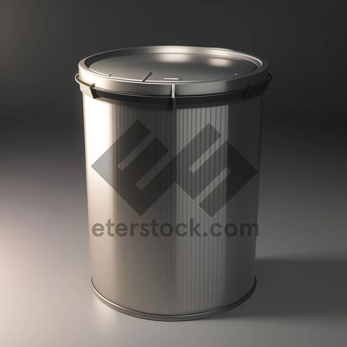 Picture of Empty Metal Bin with Lid and Glass Cup