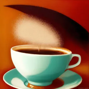 Steaming Cup of Morning Espresso on Saucer