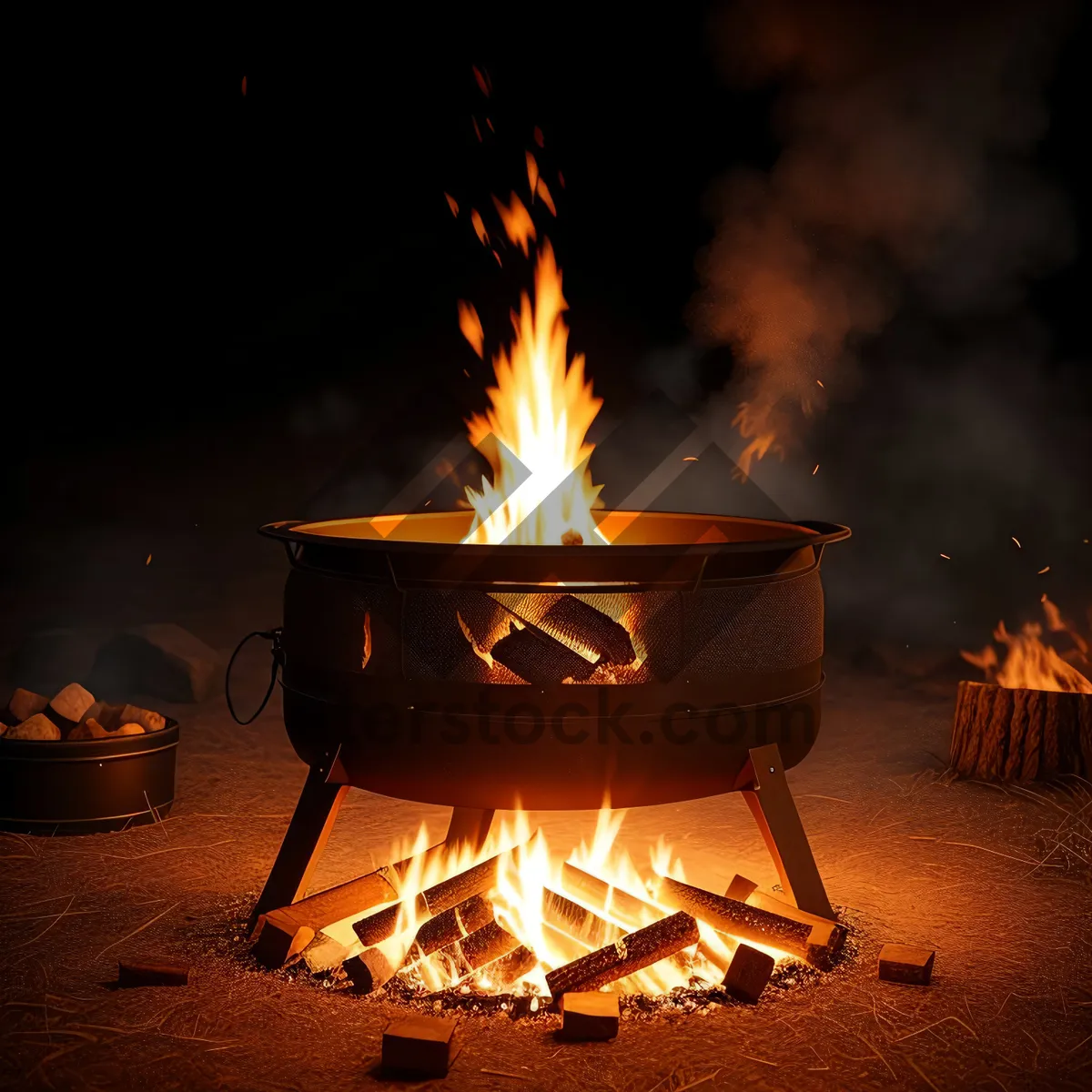 Picture of Fierce Fire in Black Pot - Fiery Blaze