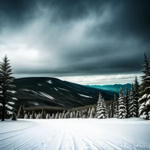 Winter Wonderland: Majestic Mountain Landscape in Snow
