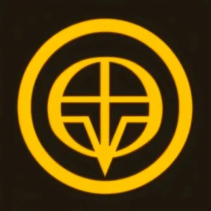 Caution Round Hazard Icon: Black and Yellow Design