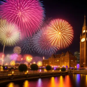 Festive Night Sky Fireworks Burst