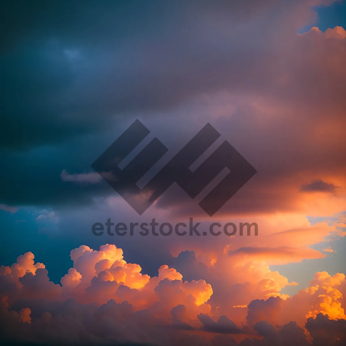 Picture of Vivid sunset over a cloudy summer sky.