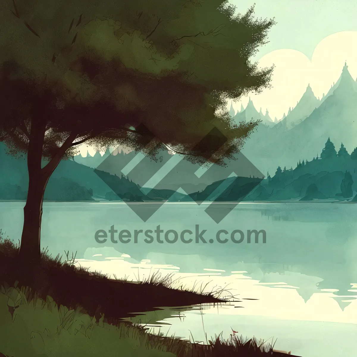 Picture of Tropical Lakeside Serenity