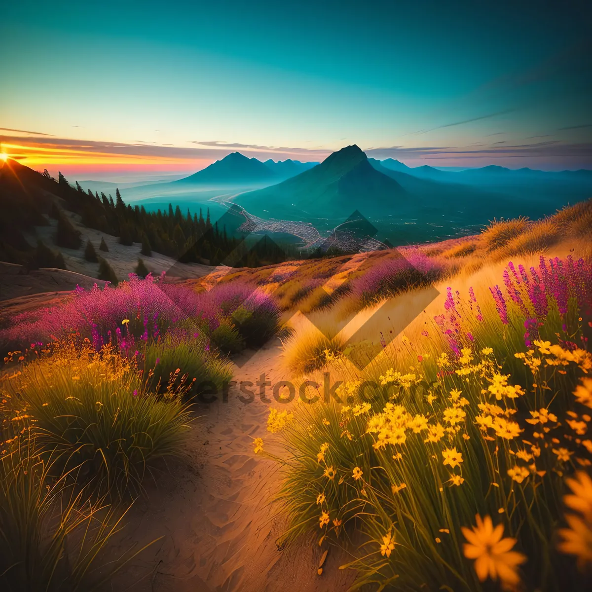 Picture of Golden Horizon: Sunsets over the Rural Meadow