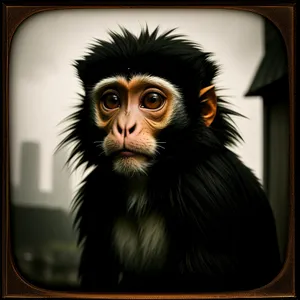 Studio Monkey Portrait with Penetrating Eyes