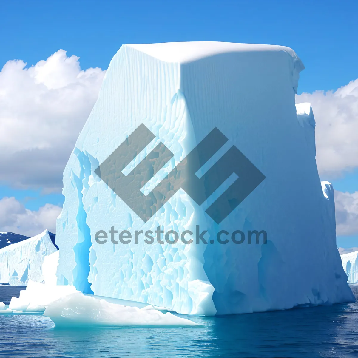 Picture of Frozen Arctic Glacier in Melting Water