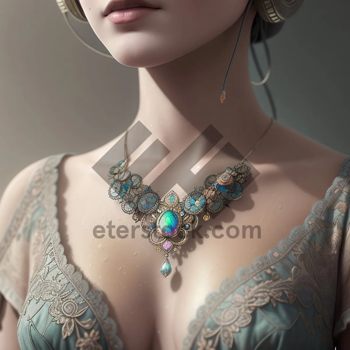 Picture of Stunning Necklace Adornment Enhancing Attractive Model's Elegance