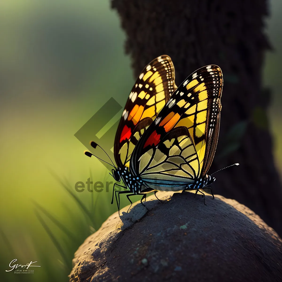 Picture of Vibrant Monarch Butterfly Resting on Colorful Flower