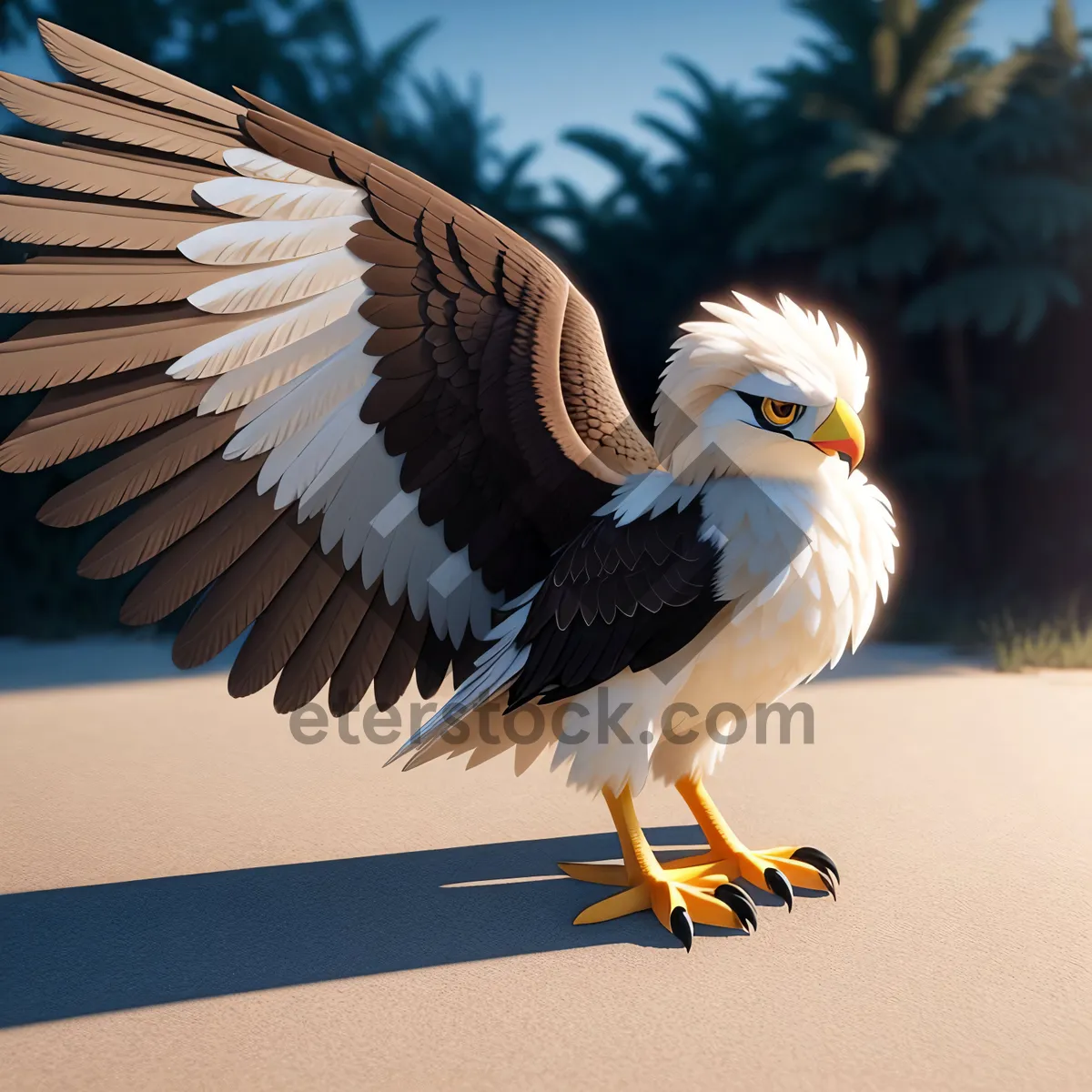 Picture of Wild Bald Eagle with Yellow Beak and Feathers