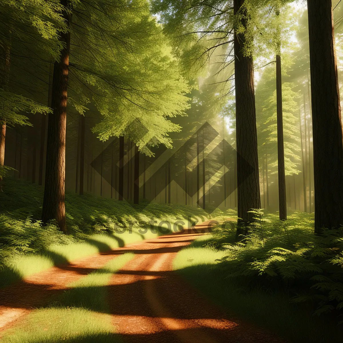 Picture of Serene Woodscape: Tranquil Path Through Lush Forest