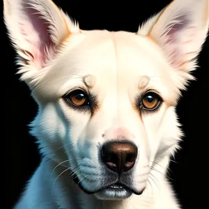 Adorable White Canine Portrait - Purebred Puppy with Expressive Eyes