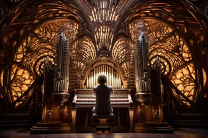 Old Cathedral Interior with Beautiful Organ