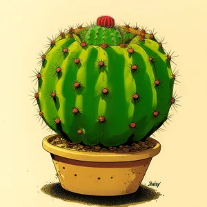 Prickly cactus plant celebrating with fruit