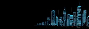 Modern Business Tower Illuminated Against Urban Skyline