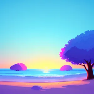 Serene Sunset Over Turquoise Waters