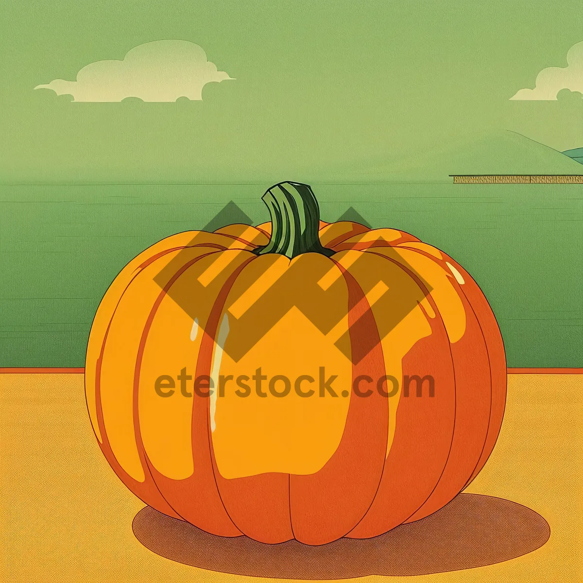 Picture of Festive Autumn Jack-O'-Lantern Decoration with Orange Pumpkin