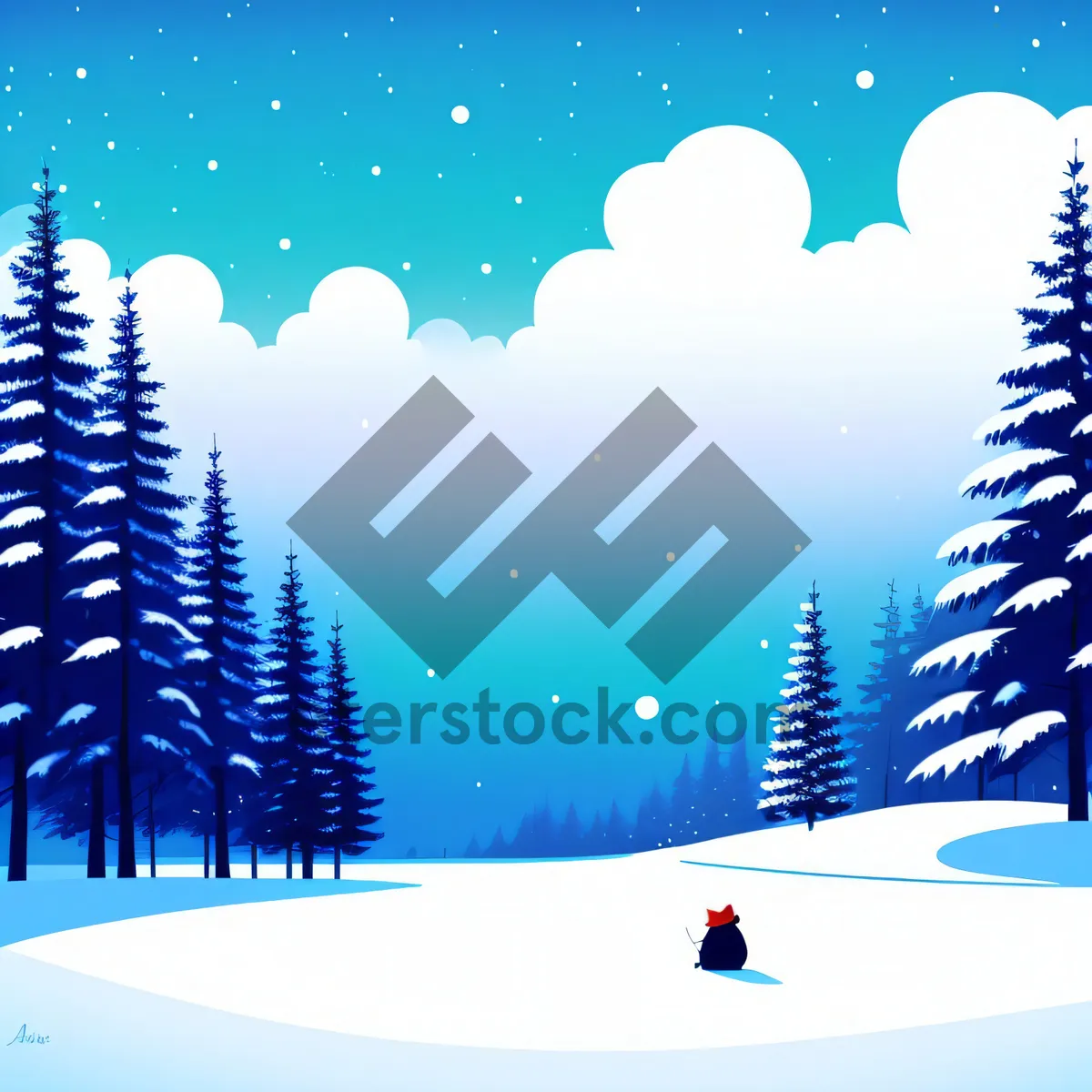 Picture of Winter Wonderland: Festive Fir Tree with Snowflake Decor