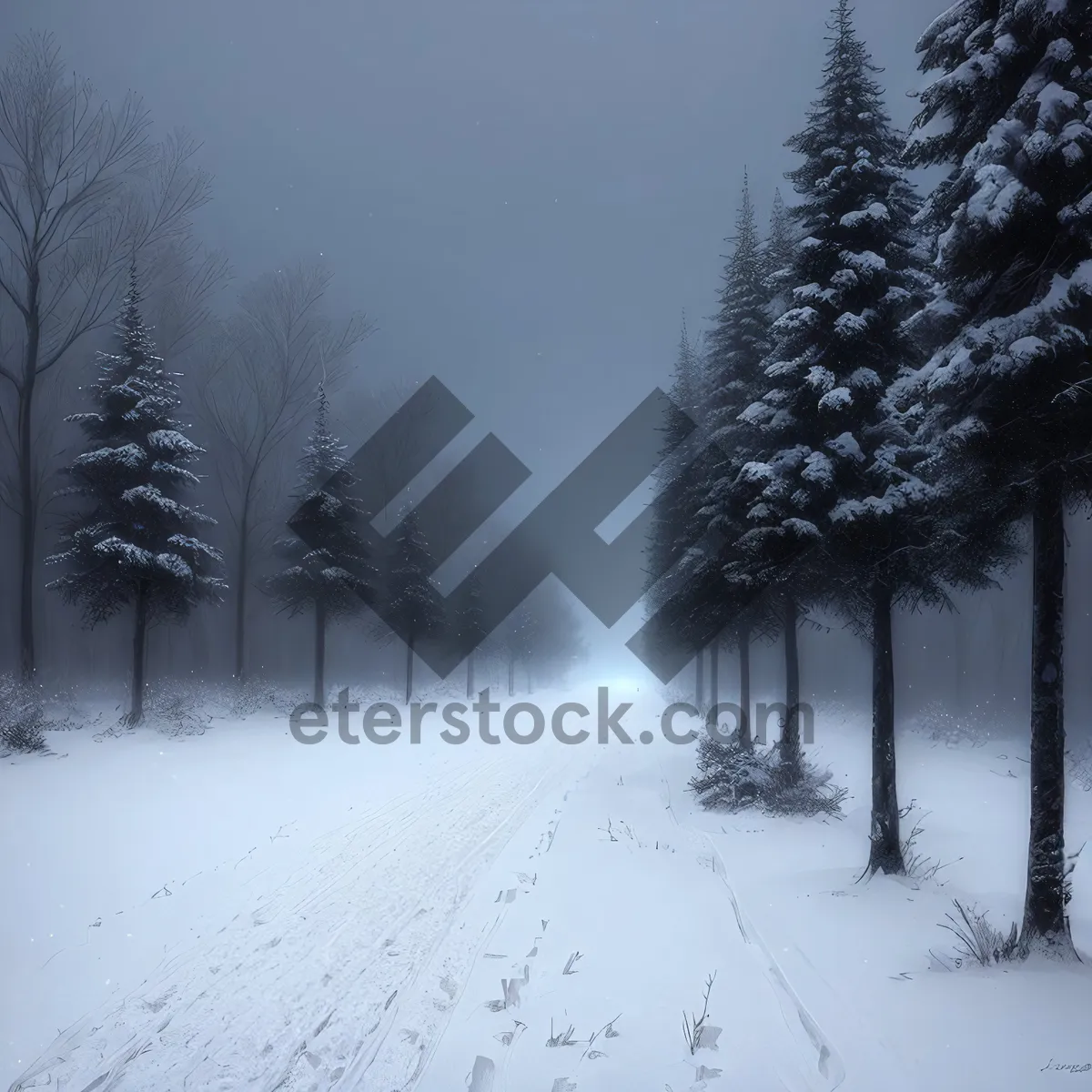 Picture of Winter Wonderland: Serene Snowy Park Scenery