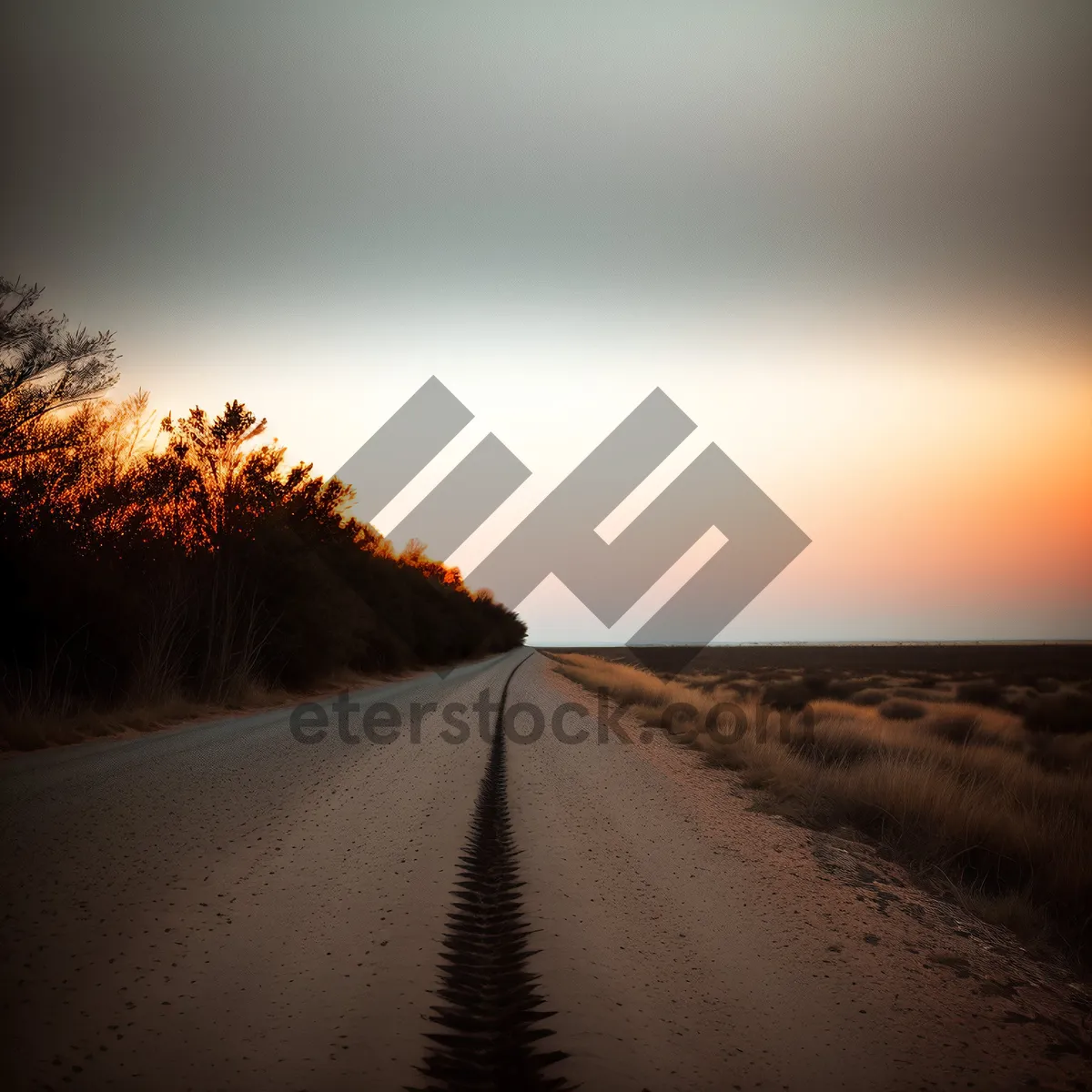 Picture of Golden Horizon: Sunset over Asphalt Road