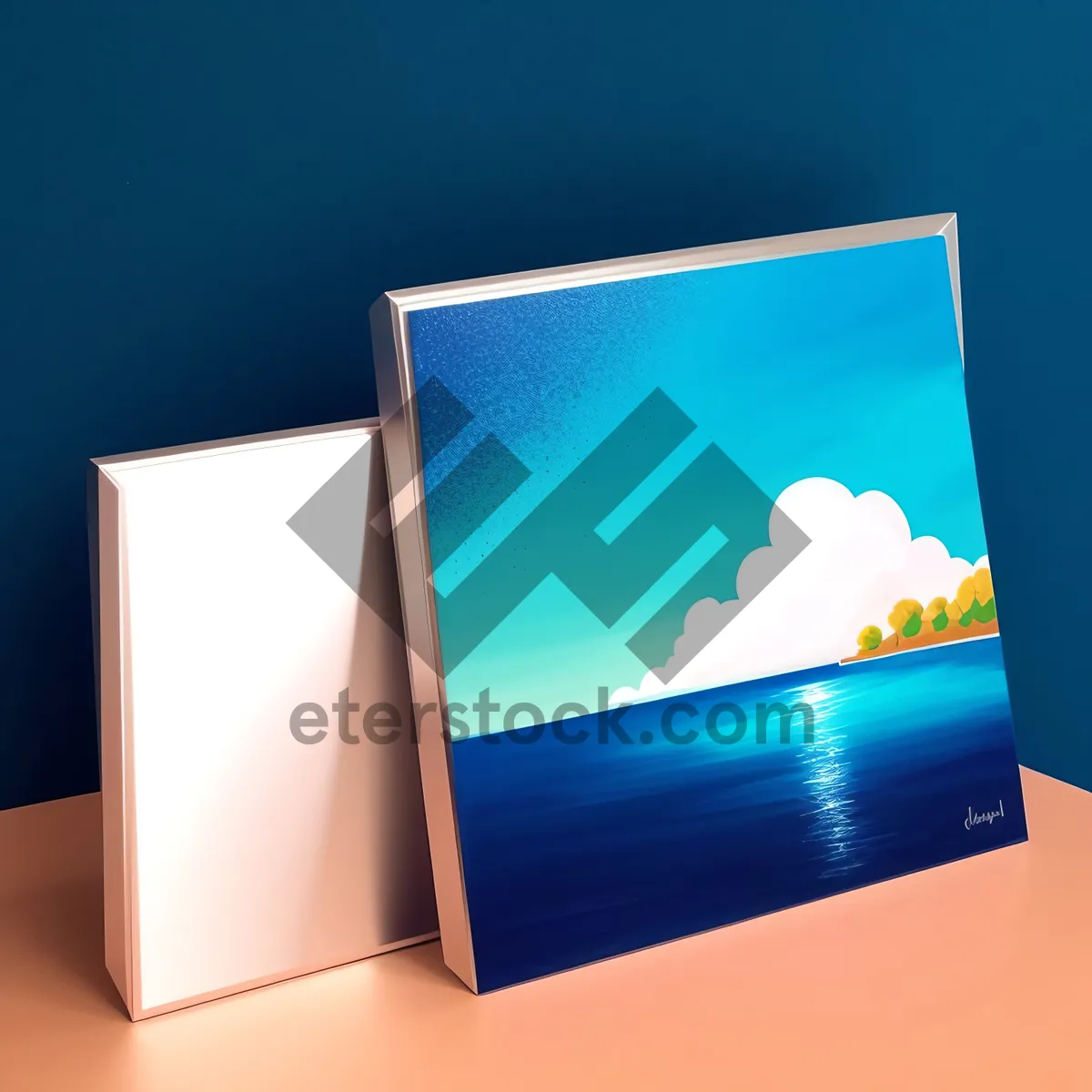 Picture of Digital Design: 3D Blank Business Icon on Glass Screen