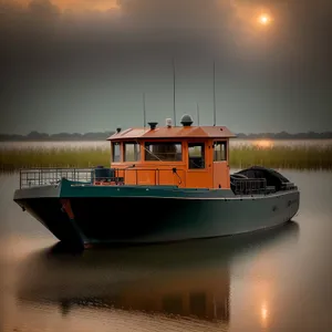 Maritime Transport: Ship by the Harbor.