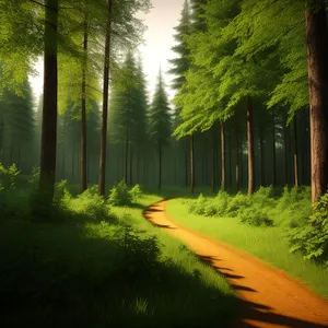 Serene Path Through Lush Woodland