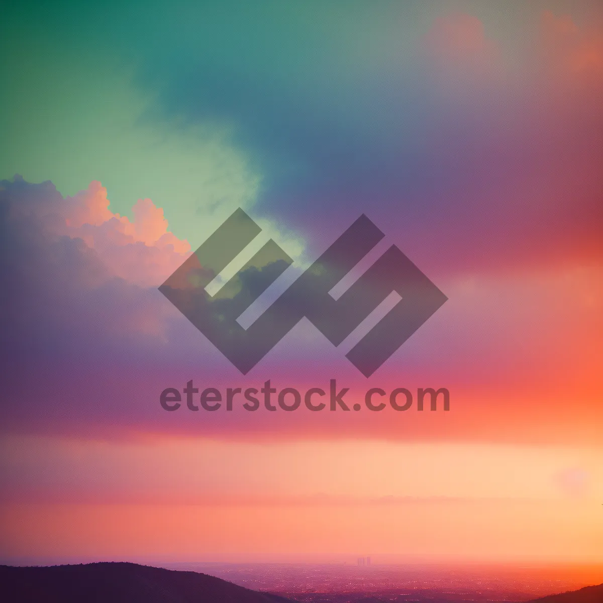 Picture of Vibrant Sunset Sky with Fluffy Clouds