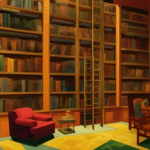 Modern home library bookcase with educational books indoors