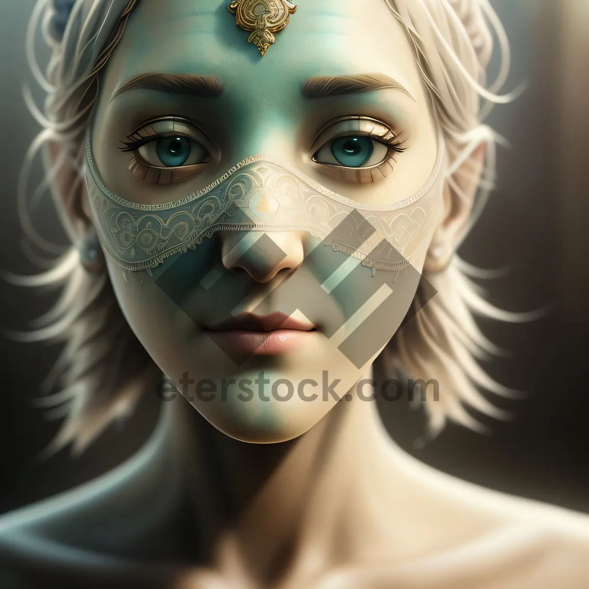 Picture of Stylish Fashion Model with Attractive Makeup and Mask