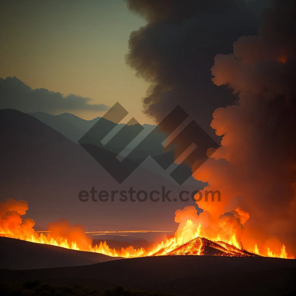 Picture of Majestic Fiery Sunset over Volcanic Mountain
