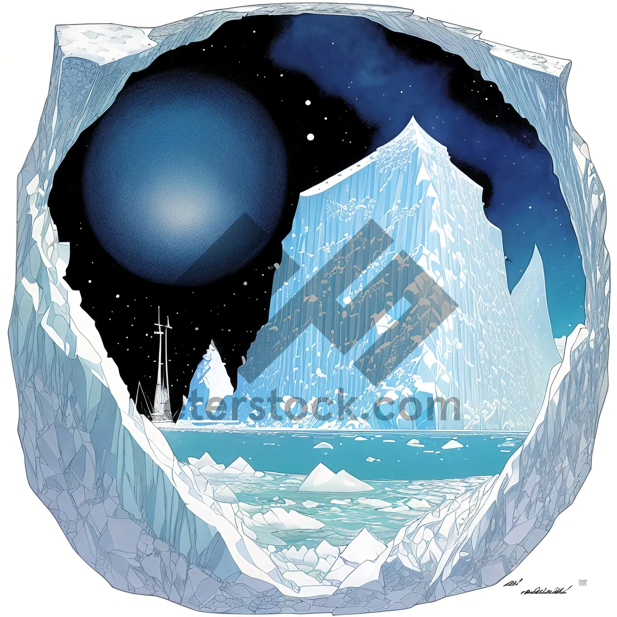Picture of Global Ice Sphere - 3D Crystal World Map