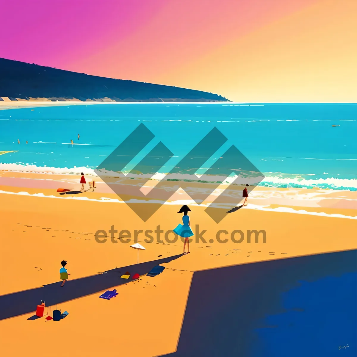 Picture of Sunny Beachscape: Tranquil Sands, Azure Seas