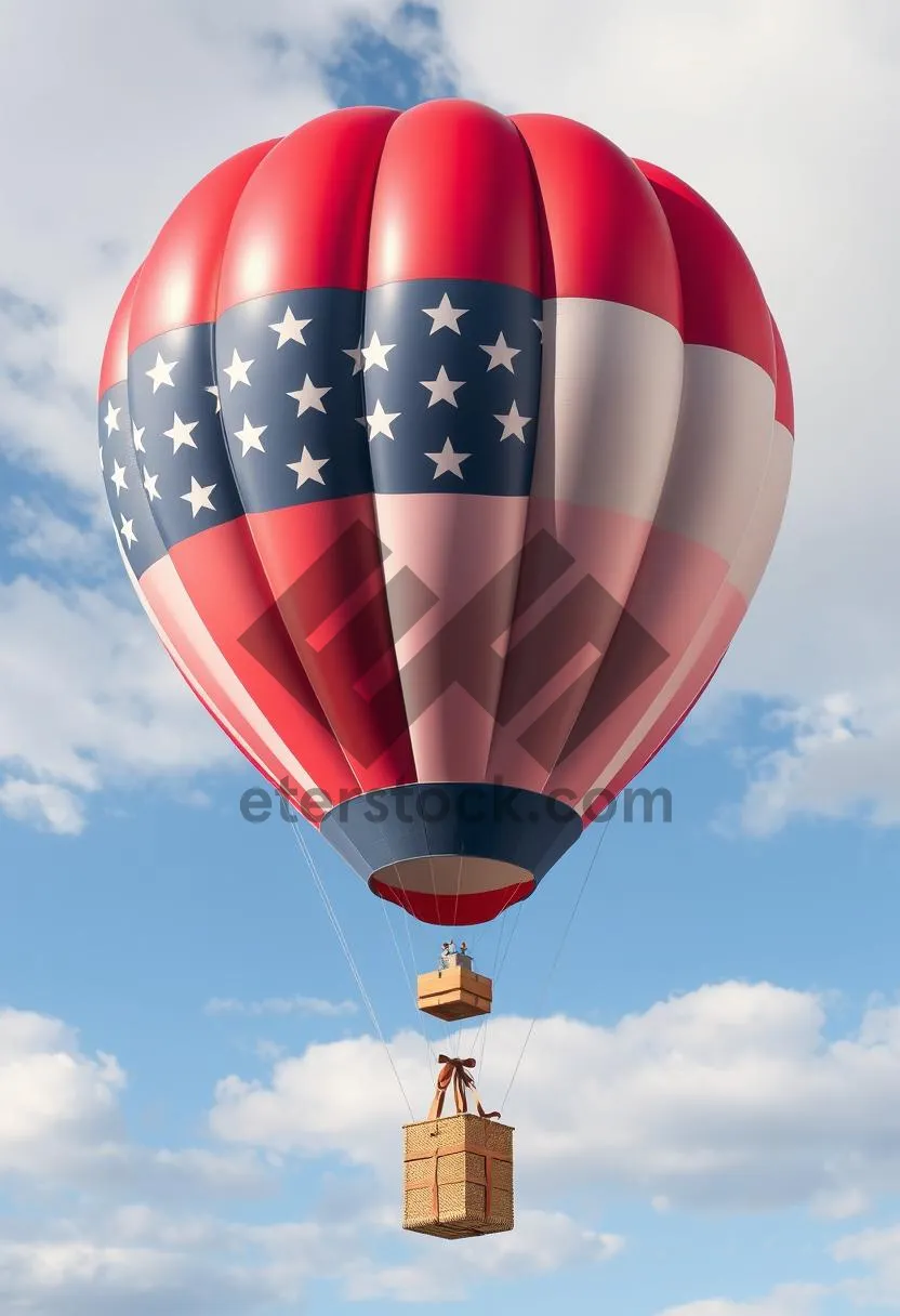 Picture of Colorful Hot Air Balloon Flying in Sky
