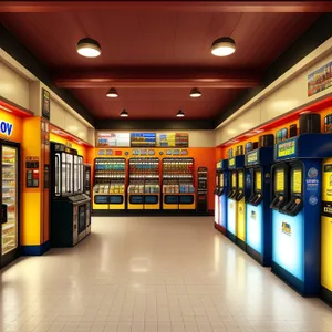 Modern Terminal Interior with Locker Restraint in Supermarket