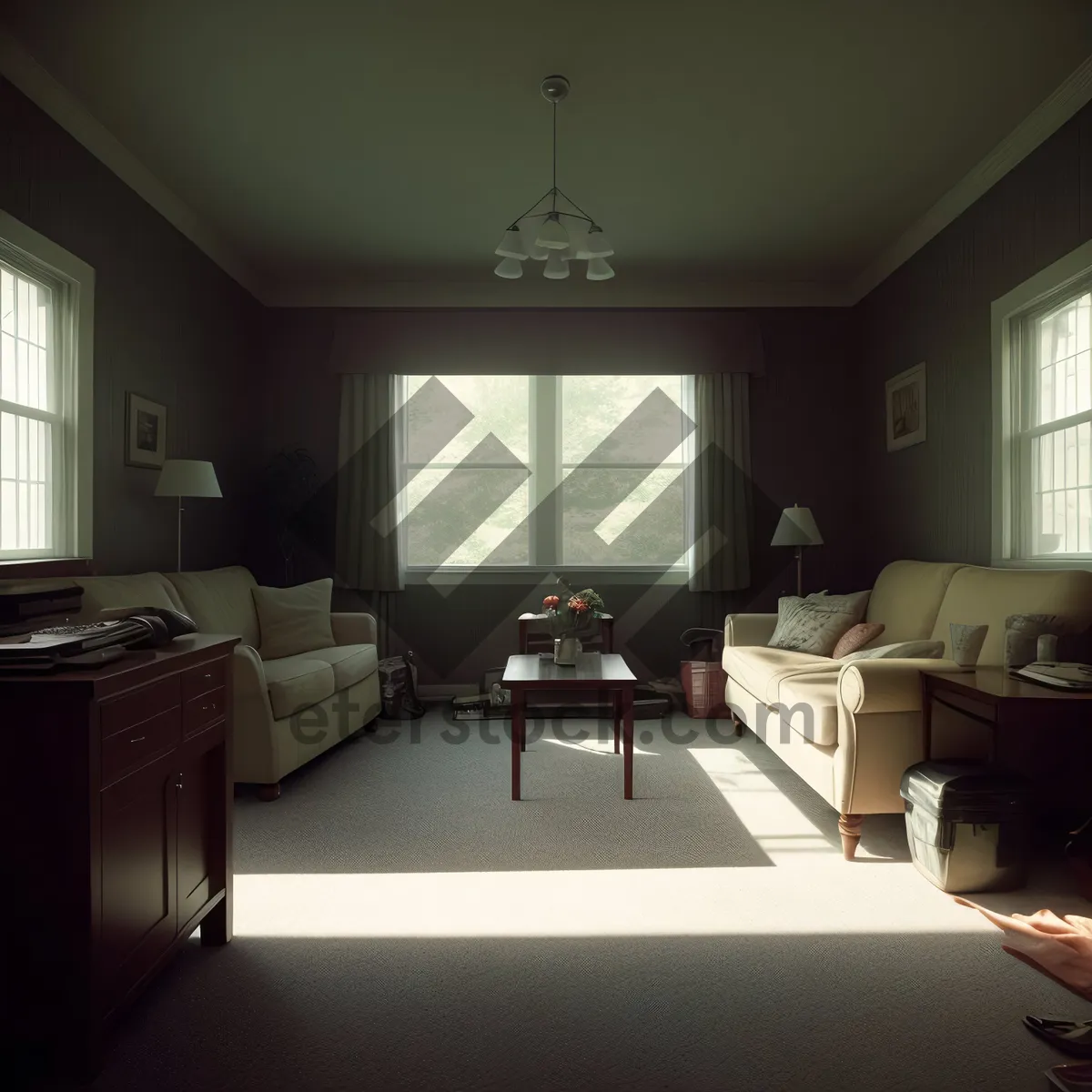 Picture of Modern luxury interior design with fireplace and wood accents.