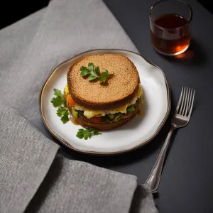 Delicious gourmet cheeseburger with fresh vegetables