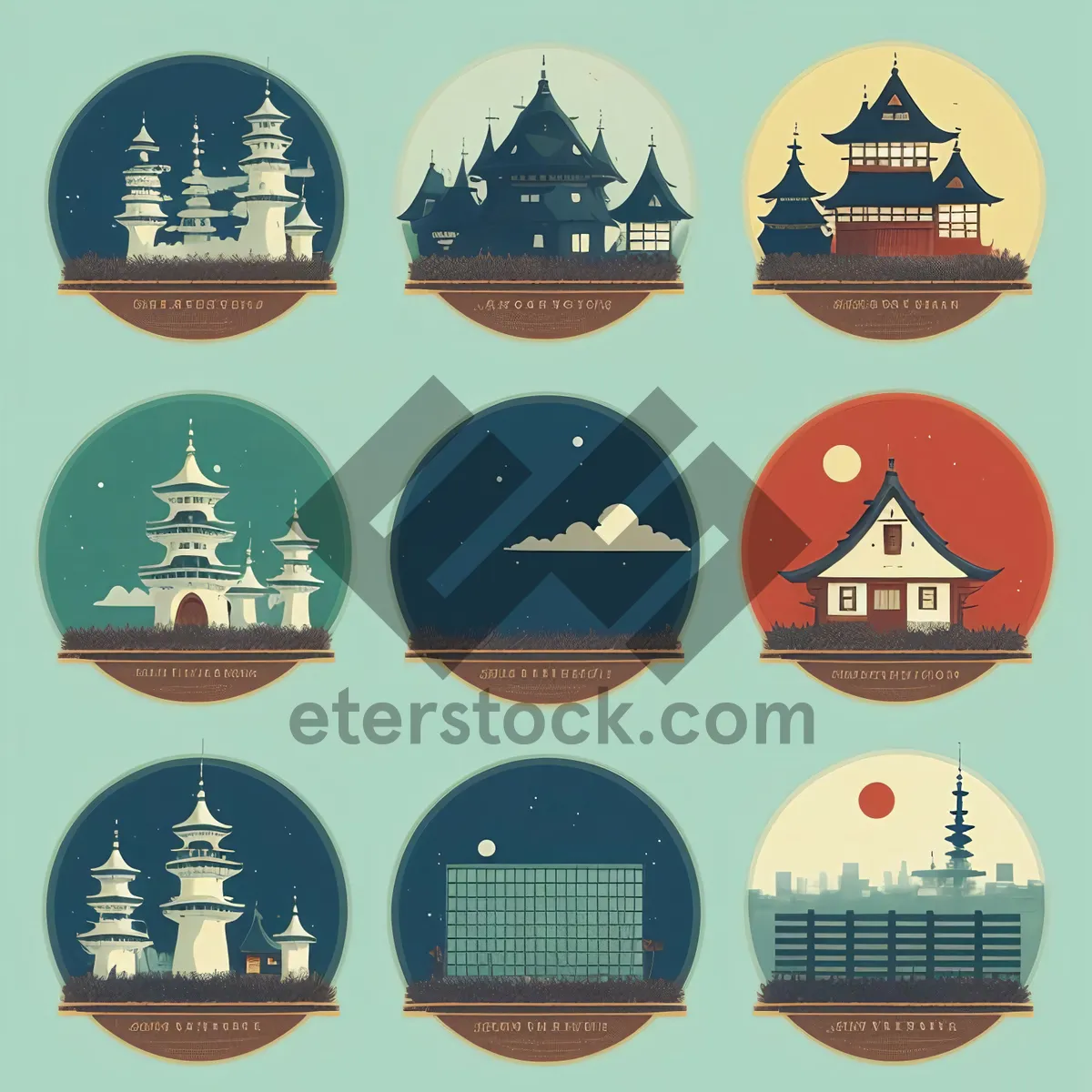 Picture of Vintage label emblem set collection retro badge icon