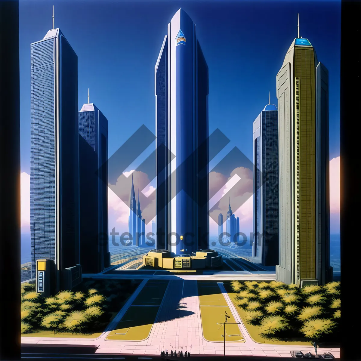 Picture of Cityscape Night Skyline with Modern Skyscrapers