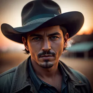 Smiling Cowboy Man in Black Western Hat