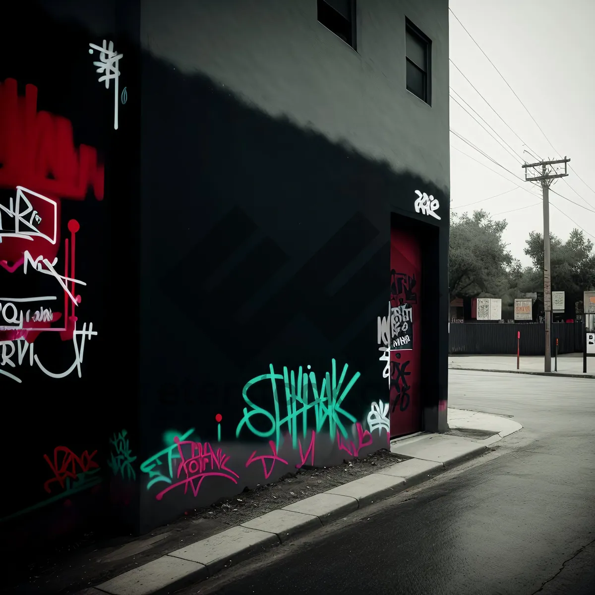 Picture of Urban Art: City Graffiti on Building Door