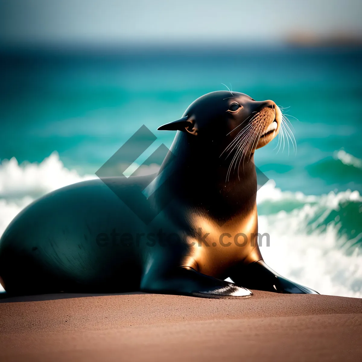 Picture of Graceful Greyhound: Majestic Sea Lion Basking on the Beach