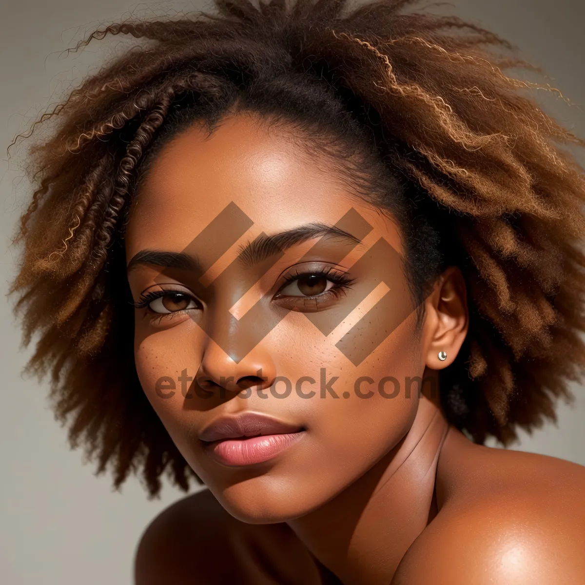 Picture of Stunning Afro Model with Attractive Fashion Makeup