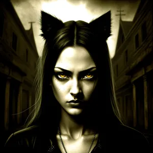 Stylish Black Masked Fashion Model with Seductive Eyes