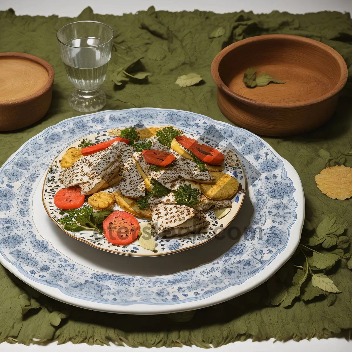 Picture of Delicious Gourmet Pizza with Fresh Vegetables and Cheese
