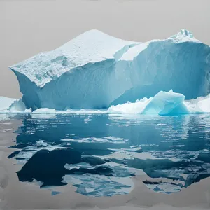 Arctic Glacier Reflection on Icy Ocean