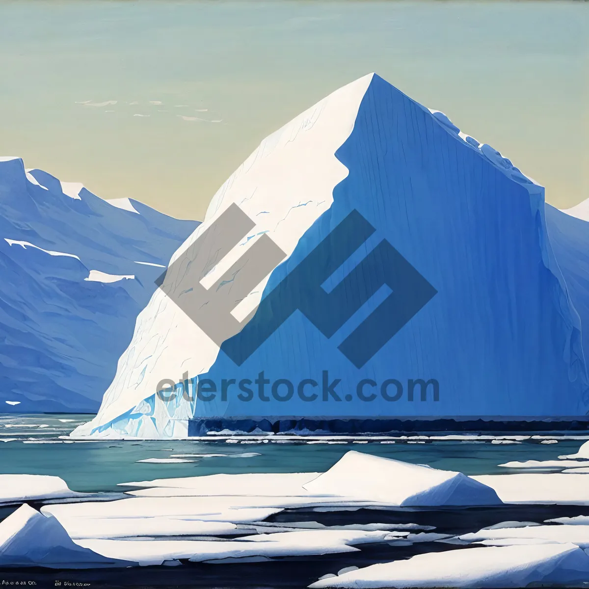 Picture of Serene Ocean Landscape with Majestic Iceberg